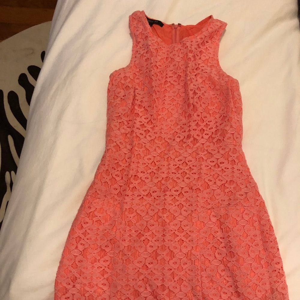 Coral lace racer-back summer dress